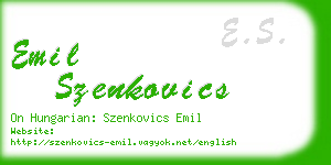emil szenkovics business card